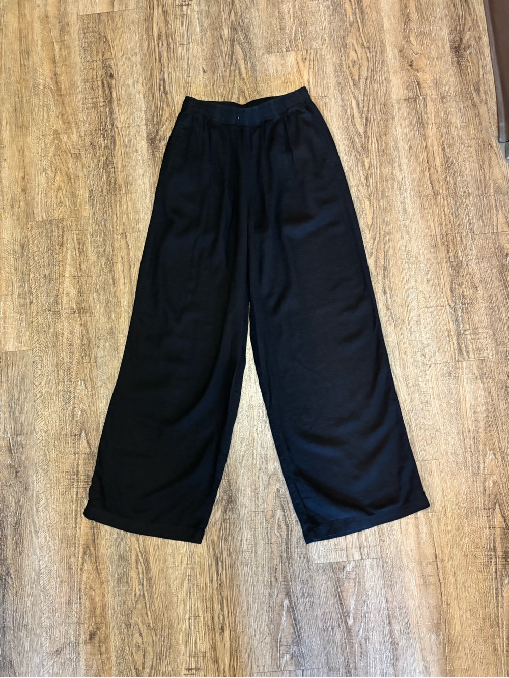 Linen blend Wide Leg Black Pants
